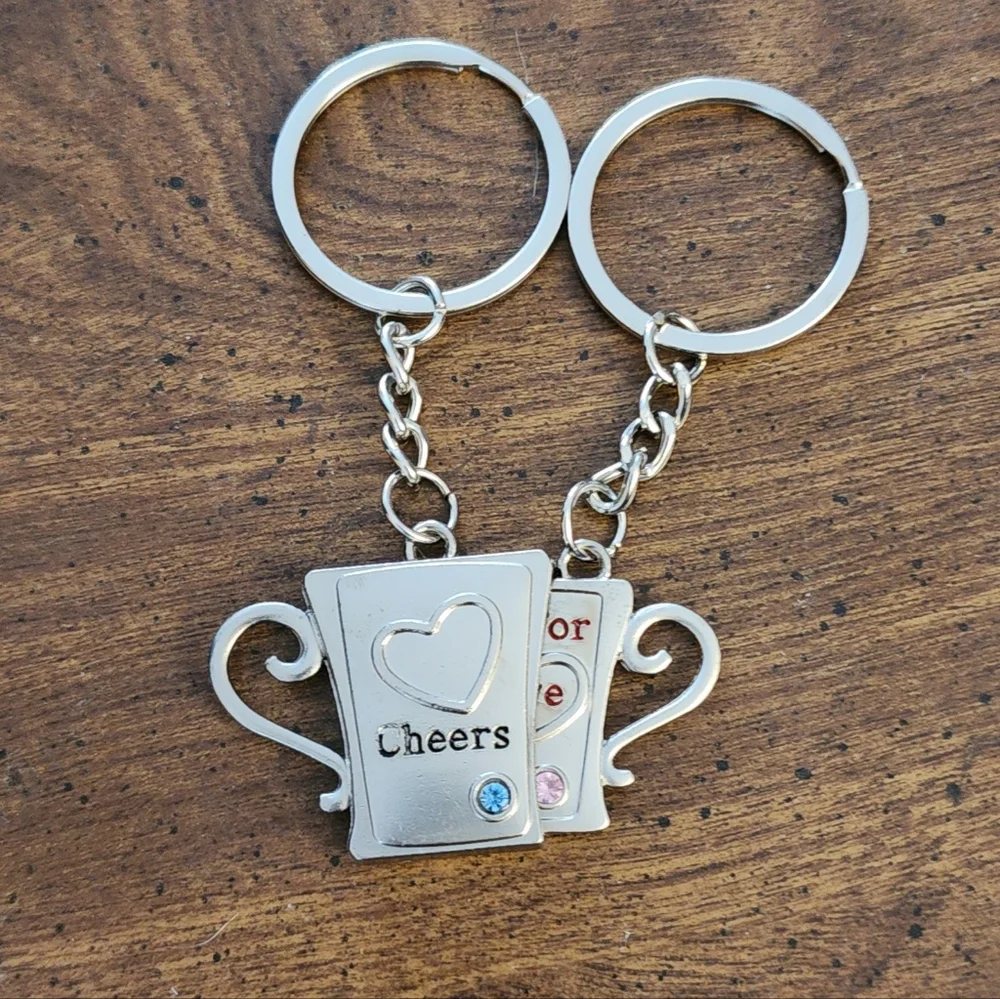 Couples Gift Set 2pc Bundle Love Coffee Tea Cups Beer Mugs Keychain Keyring